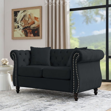 Chesterfield Sofa With Rolled Arms And Nailhead Trim