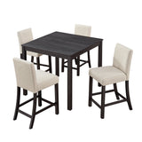 5 Piece Counter Height Table Set With 4 Chairs