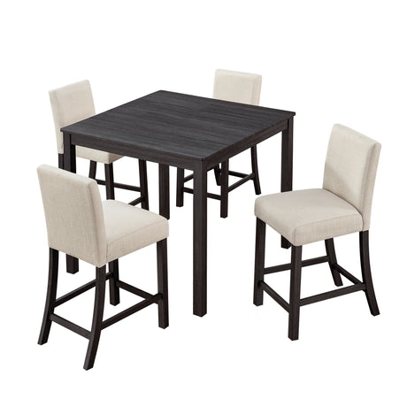 5 Piece Counter Height Table Set With 4 Chairs