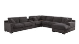 Celine - Corner Sectional Sofa With Right Facing Chaise, Cupholders, And Charging Ports - Gray