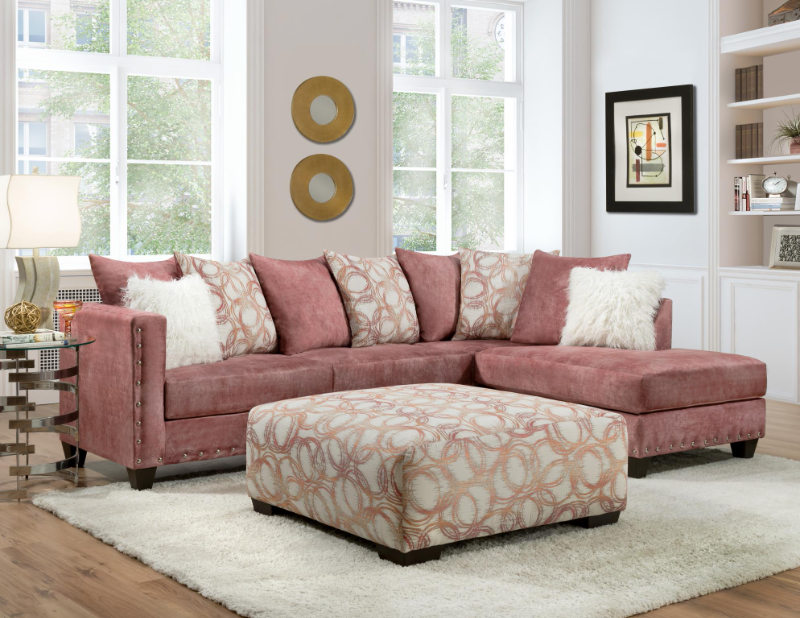 Delta Pink Sectional - 4176-08S+4176-08L