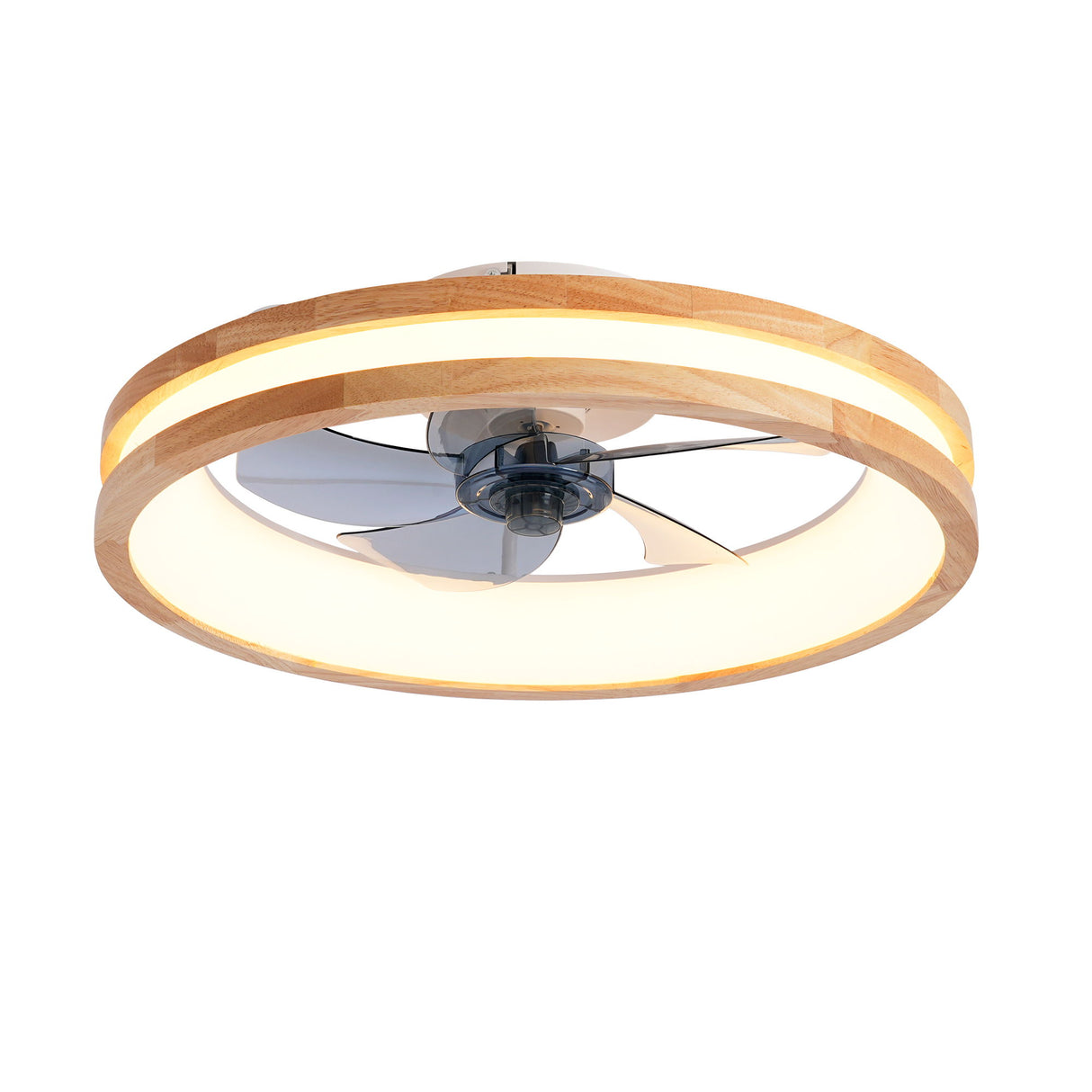 Ceiling Fans With LED Light Source And Remote Control, 3000 - 6500K Dimmable, 6 Speeds, Quiet DC Motor For Living Room - Natural Wood / White