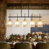 Chandelier 5 Light, Fixture Over Table - Black / Gold