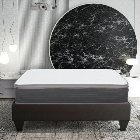 12'' Hybrid Mattress In A Box, Plush Gel Memory Foam Mattress Top With Pocket Coil Base - Gray / White - Queen