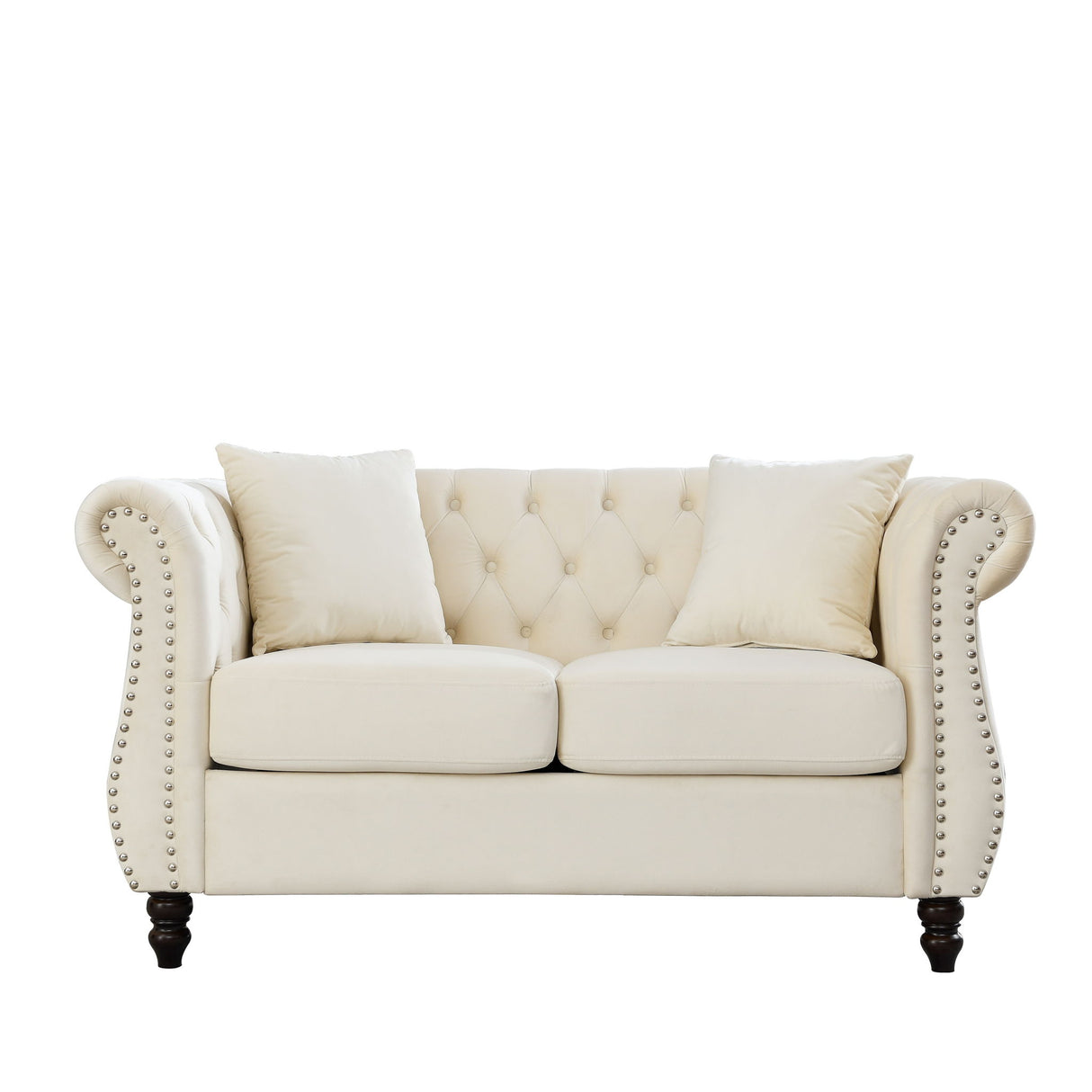 Chesterfield Sofa With Rolled Arms And Nailhead Trim