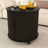 Cylinder Nightstand With Charging Station & Sliding Door