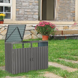 Garbage Bin Shed Stores 2 Trash Cans Metal Outdoor Bin Shed For Garbage Storage, Stainless Galvanized Steel, Bin Shed For Garden Yard Lawn
