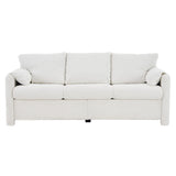 Modern 3 Seater Sofa Chenille Couch Plush Triple Seater Sofa With High Density Foam Cushions, Deep Seat Living Room Couch For Family Room, Apartment & Home Theater - Ivory White