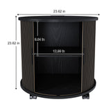 Cylinder Nightstand With Charging Station & Sliding Door