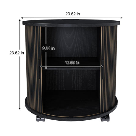 Cylinder Nightstand With Charging Station & Sliding Door