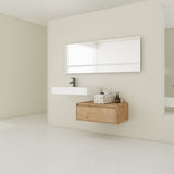 Modern Wall Mounted Bathroom Vanity With Resin Sink And Soft Close Drawer - Imitative Oak