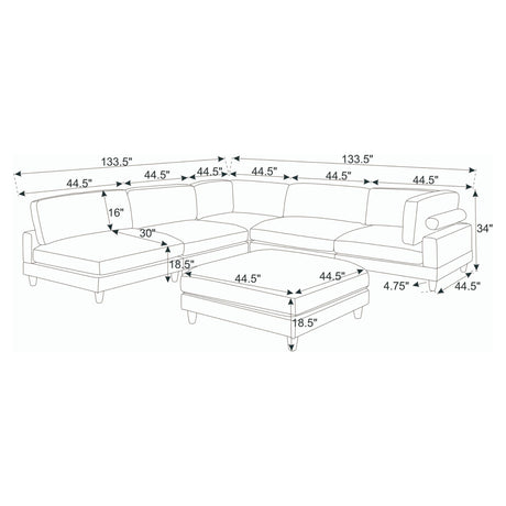 Modern Modular Sectional With Adjustable Back Support