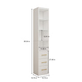Rectangular Side Storage Cabinet With 3 Drawers For Bedroom - White