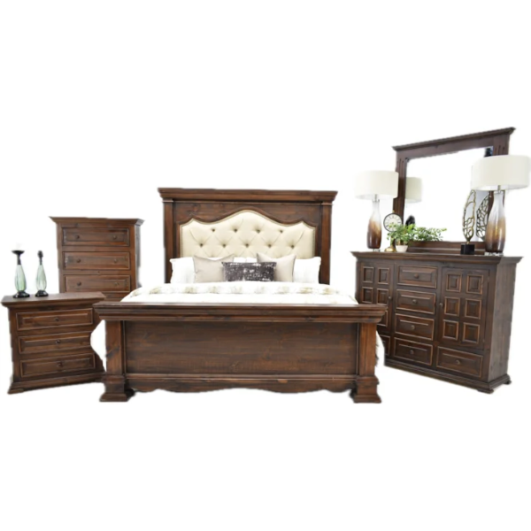Chalet Walnut Queen Padded Group - CHALQWPR+CHALQWPH+CHALQWPF+3700DW+3722MW+3700CW+3702N4W