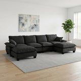 Modular Sectional Sofa With Movable Ottoman & Pillows