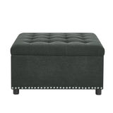 Square Tufted Storage Ottoman With Nailhead Trim