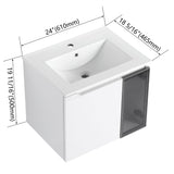 Wall Mounted Bathroom Vanity With Sink, 2 Soft Close Doors, Cabinet & Half Door