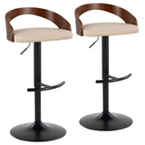 Grotto - Contemporary Adjustable Barstool With Swivel With Rounded T Footrest (Set of 2)