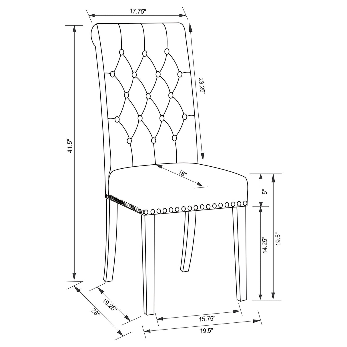 Tufted Rolled Backrest Side Chairs (Set of 2)