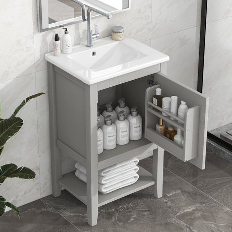 Modern Bathroom Vanity With Sink, Soft-Closing Door And Open Shelf