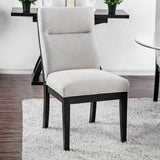 2 Tone Chairs With Tapered Legs (Set of 2) - Beige / Black / Black