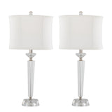 Diamond - Torch Contemporary Crystal Table Lamp (Set of 2) - Clear / Off White / Polished Nickel