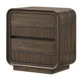 Flair Rounded Edges Nightstand, 2 Drawer Storage - Brown