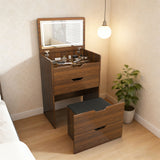 Vanity Desk With Lighted Mirror & Stool