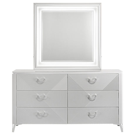 Buckley - 6 Drawer Dresser With Mirror - Gloss White