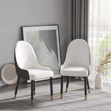Modern Sponge-Filled Dining Chair, Solid Wood Metal Legs, Suitable For Restaurants, Living Rooms And Rooms (Set of 2)
