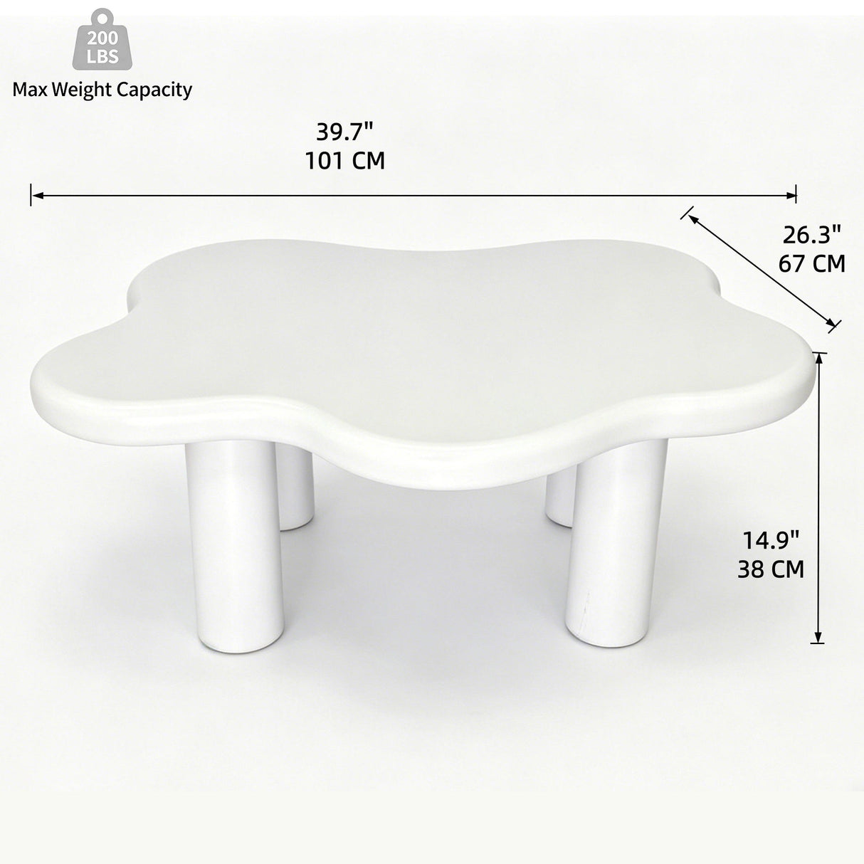 Cloud Shaped Coffee Table With 4 Round Legs