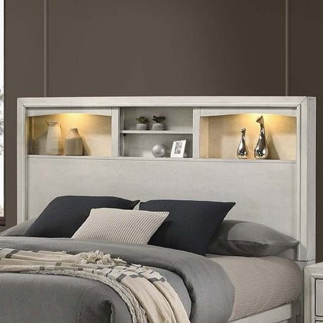 Bed With Built In LED Lights And Open Shelves