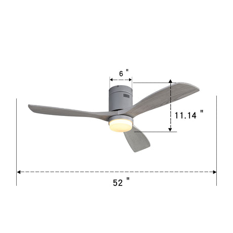 52" Ceiling Fan With LED Light, Reversible DC Motor, Remote Control - Silver