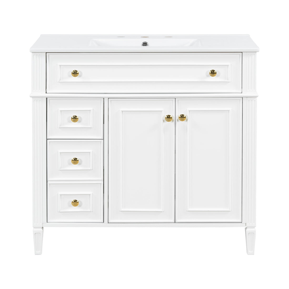 Bathroom Vanity With Sink, 3 Drawers & 2 Soft-Close Doors