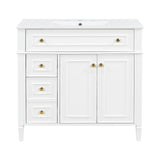 Bathroom Vanity With Sink, 3 Drawers & 2 Soft-Close Doors