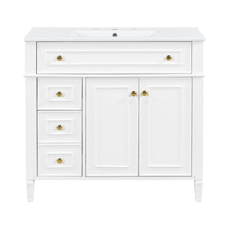 Bathroom Vanity With Sink, 3 Drawers & 2 Soft-Close Doors