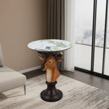 Deer Head Accent Table, Animal Statue For Living Room - Brown