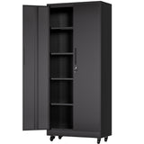 Heavy Duty Rolling Cabinet With Lock, Garage Storage Cabinet, 4 Adjustable Shelves For Tool Organization