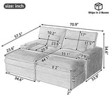 Convertible Loveseat Sofa With Storage, USB Ports, Cup Holders