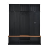 Entryway Hall Tree With Bench, 3 Top Cubbies & Bottom Storage Space