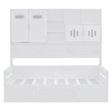 Daybed With All-In-One Cabinet And Shelf