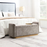 Upholstered Storage Bench With Safety Hinge
