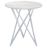 Halverson - Round Top Bar Table - White / Silver