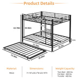 Bunk Bed For Kids, Convertible Frame With Ladders & Guardrail