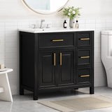 Modern Bathroom Vanity With Sink Top, 2 Doors And 3 Drawers
