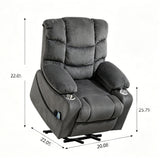Ultra Wide Electric Lounge Chair With Hot Massage Heating And Auxiliary Standing Function, For Living Room - Gray