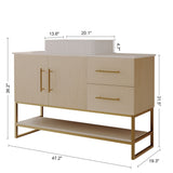 Bathroom Vanity With Vessel Sink Accent Free Standing Cabinet - Ameican White Oak / Gold / White