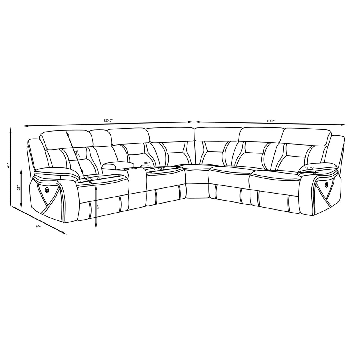 Barton - Upholstered Power Reclining Sectional Sofa - Gray