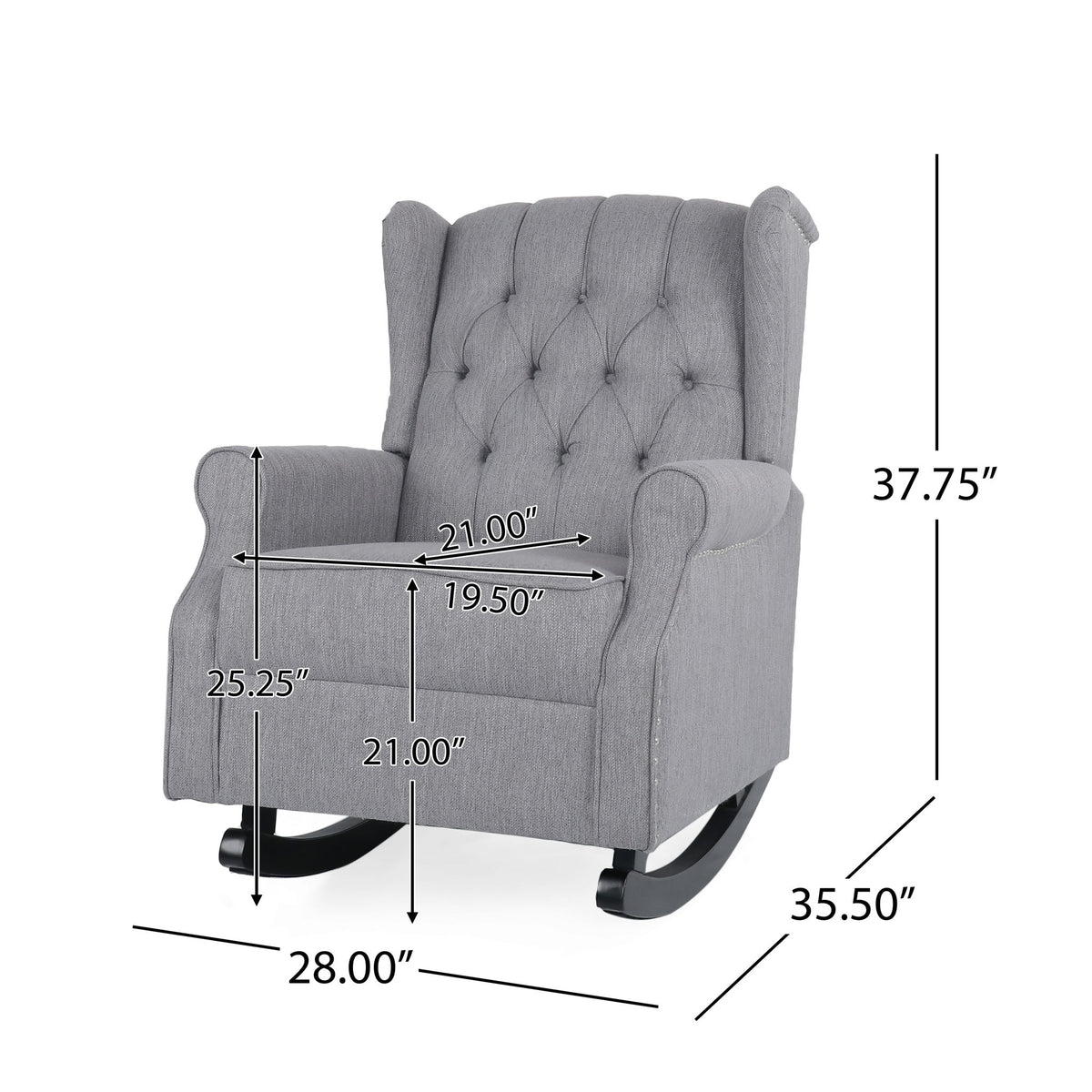 Sheila - Contemporary Fabric Tufted Wingback Rocking Chair - Gray