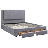 Contemporary Upholstered Bed With Storage Drawers